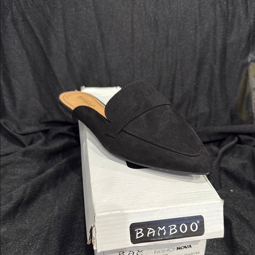 BAMBOO Elegant Black Suede Slip-Ons